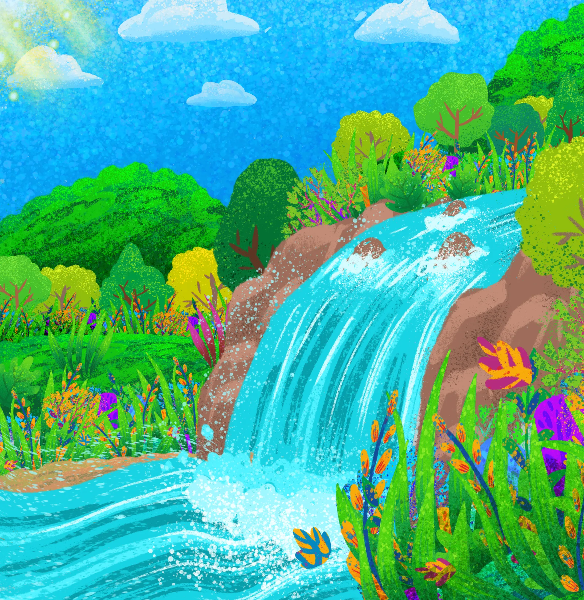 Ilustración de paisaje sostenible